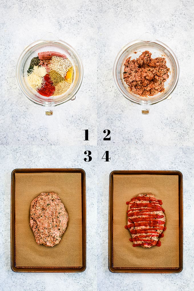 How to Make Turkey Meatloaf, steps 1-4.