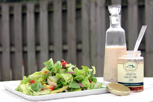 tex-mex chicken salad with hatch chile jalapeno jam dressing