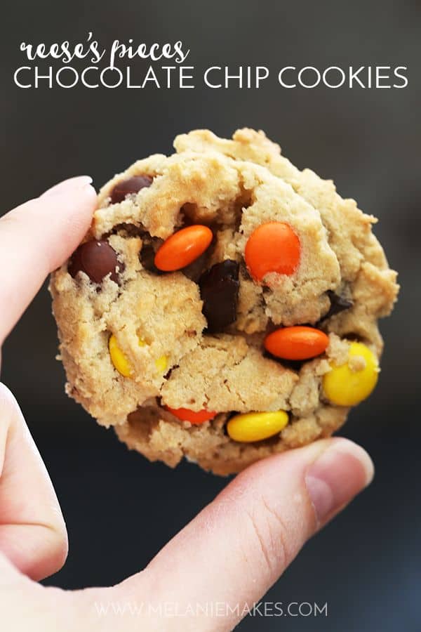Reese's Pieces Chocolate Chip Cookies | Melanie Makes