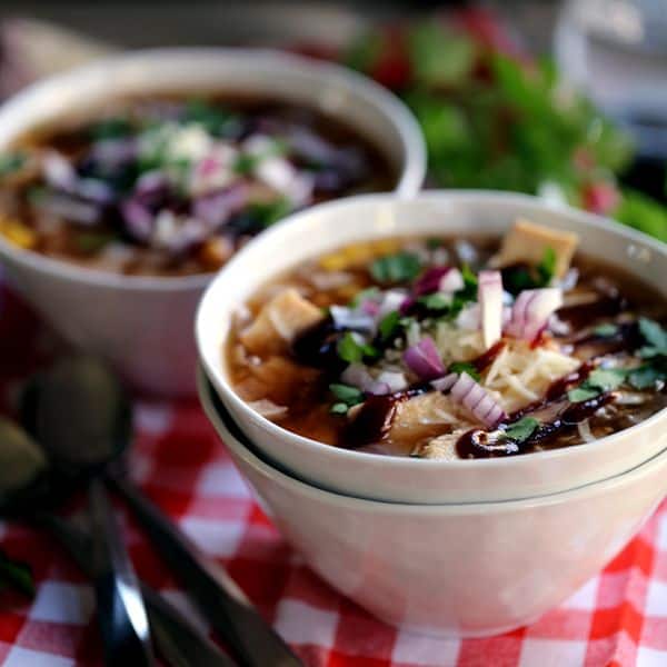 Slow Cooker BBQ Chicken Pizza Soup