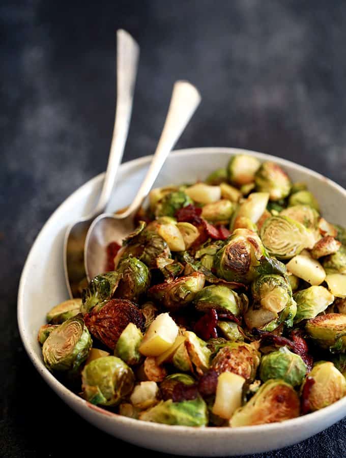 Roasted Brussels Sprouts with Apple and Bacon