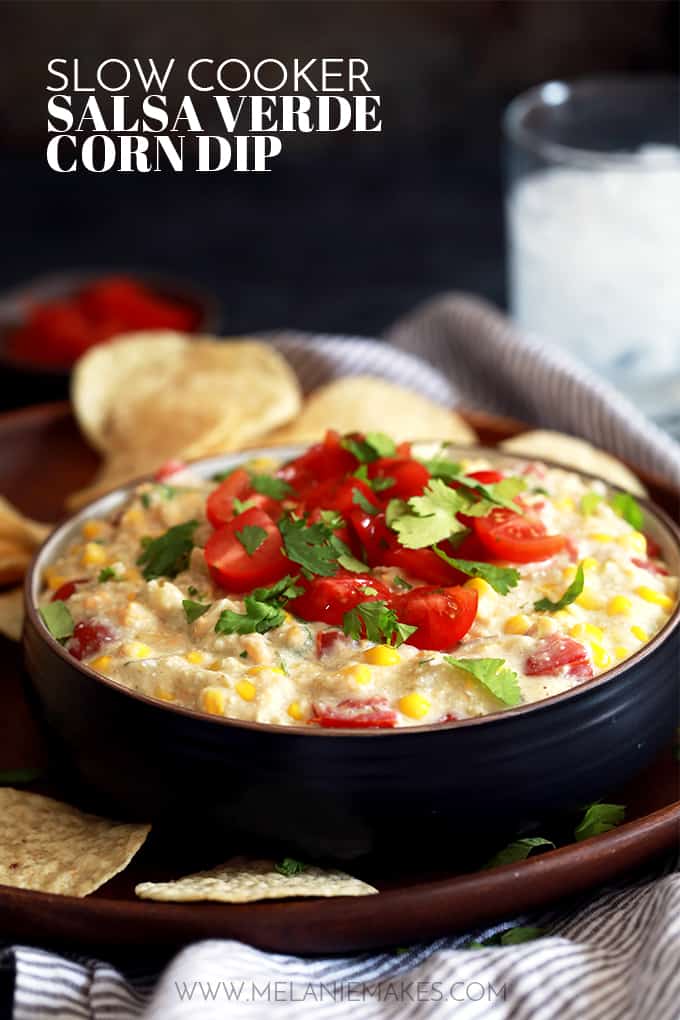 Slow Cooker Salsa Verde Corn Dip - Melanie Makes