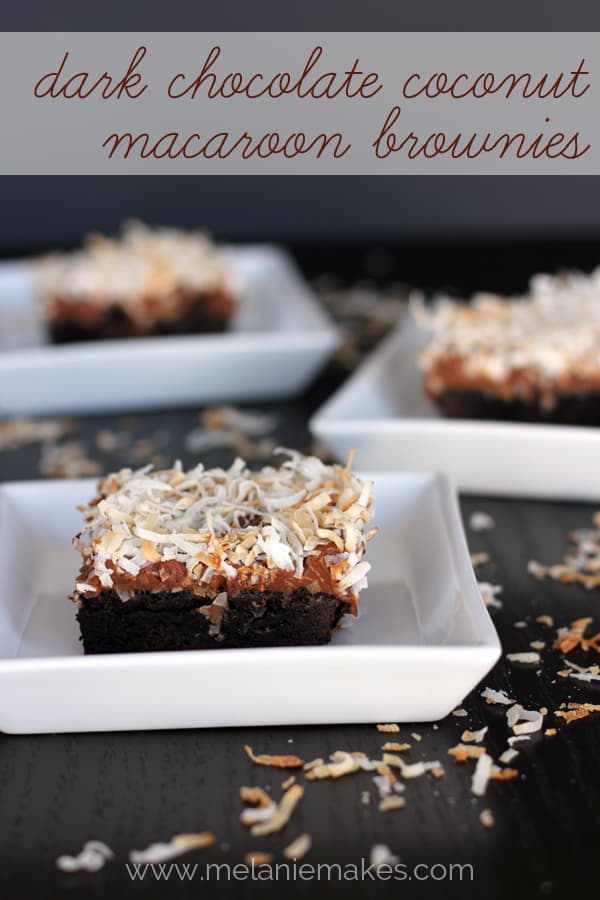 Dark Chocolate Coconut Macaroon Brownies - Melanie Makes