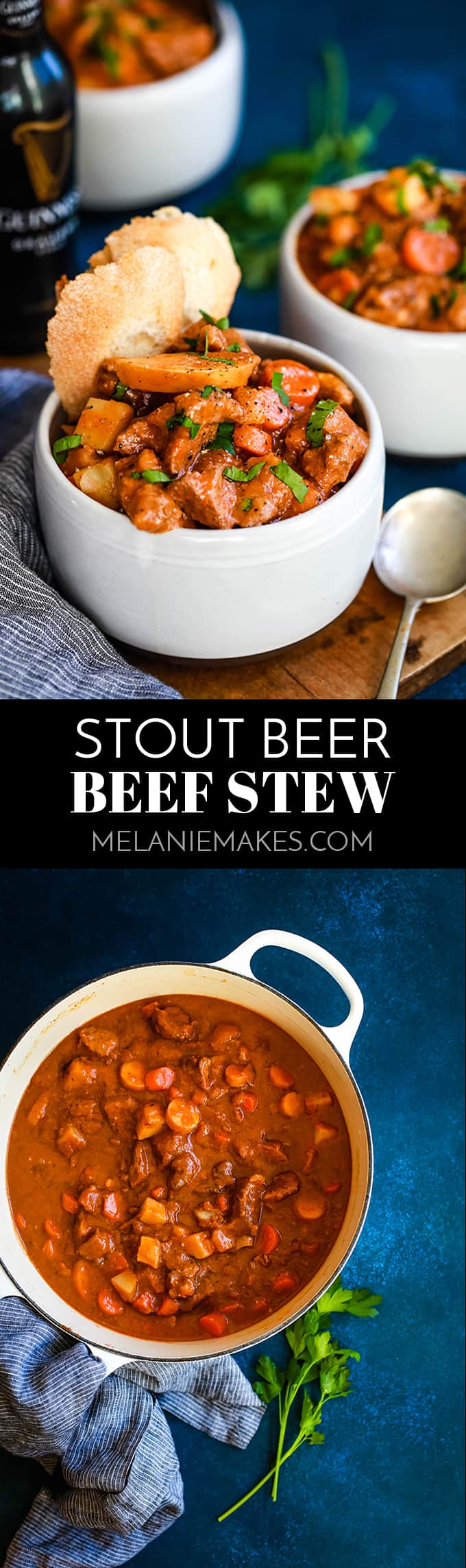 The perfect bowl of comfort to see you through a never ending winter, this Stout Beer Beef Stew will leave your belly full and your taste buds happy. #beer #beeffoodrecipes #beef #stew #soup #comfortfood #easyrecipe