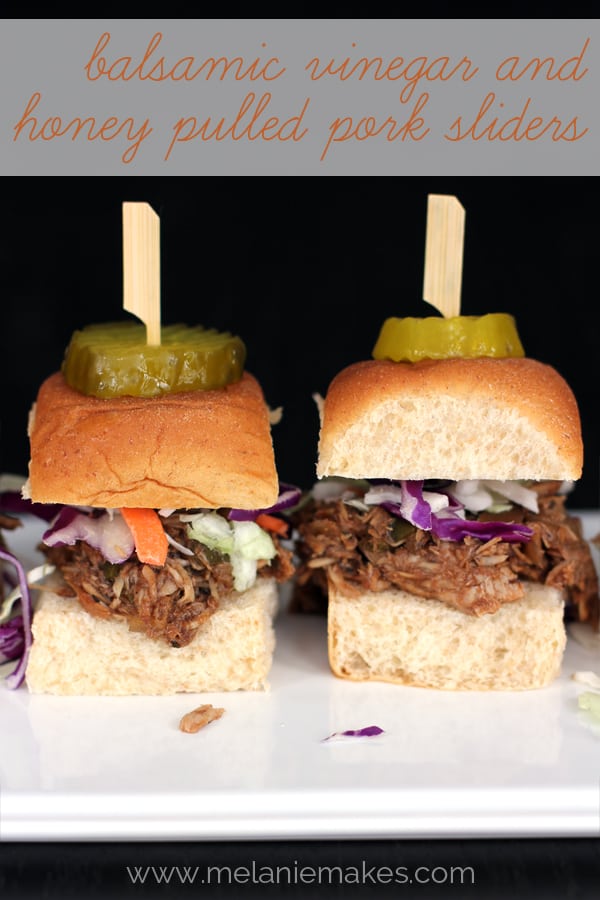 Balsamic Vinegar and Honey Pulled Pork Sliders | Melanie Makes melaniemakes.com
