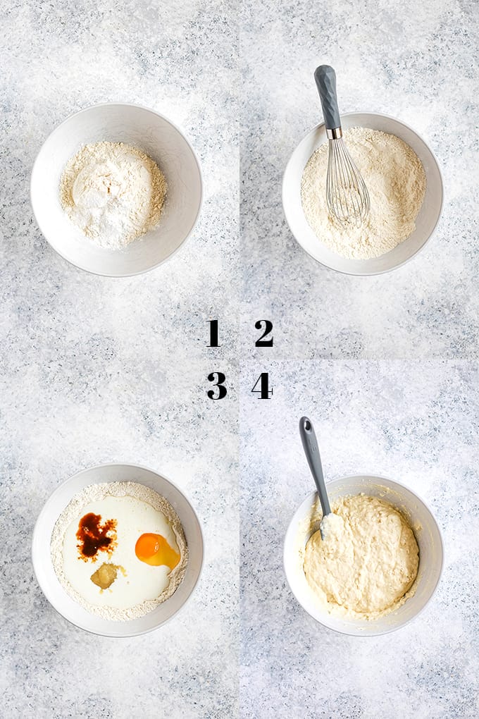 How to prepare the Best Buttermilk Pancakes, steps 1-4.