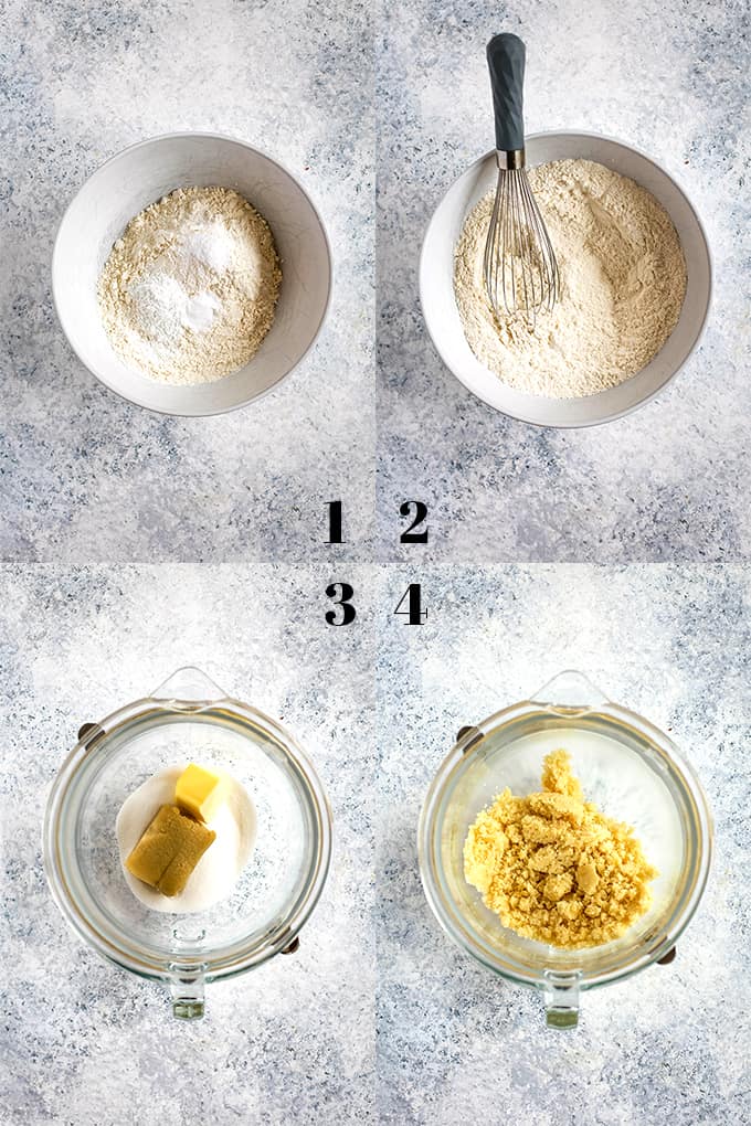 How to prepare Blueberry Lemond Almond Coffee Cake, steps 1-4.