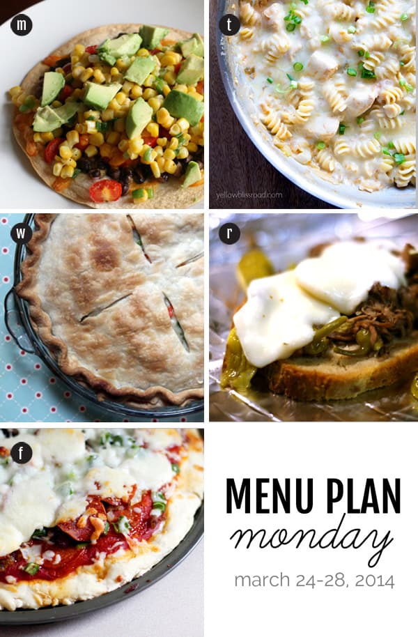 Menu Plan Monday: March 24-28, 2014 | Melanie Makes melaniemakes.com