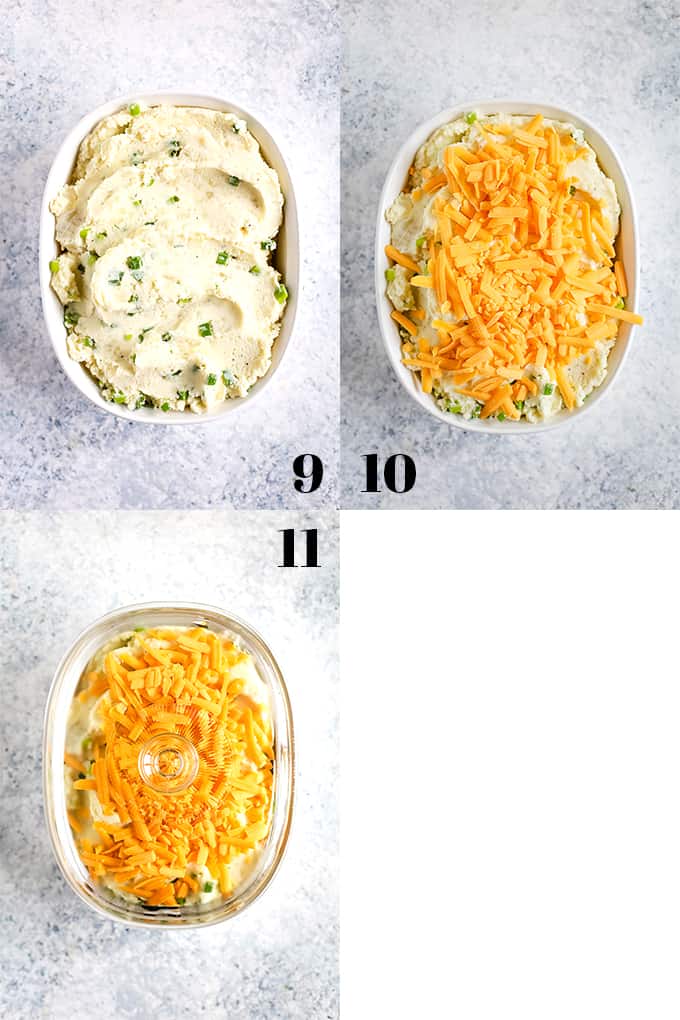 How to make Aunt Ruthie Mashed Potatoes in the oven, steps 9-11.