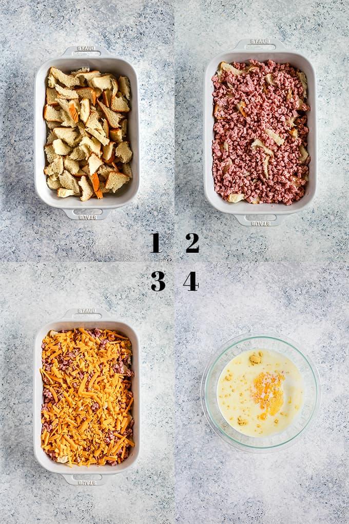 How to prepare Bridge Brunch Casserole, steps 1-4.