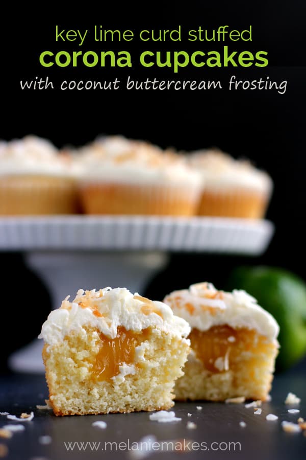 Key Lime Curd Stuffed Corona Cupcakes with Coconut Buttercream | Melanie Makes melaniemakes.com