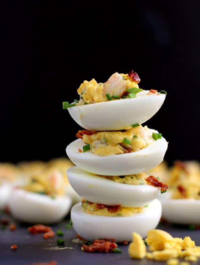 Shrimp and Bacon Stuffed Deviled Eggs