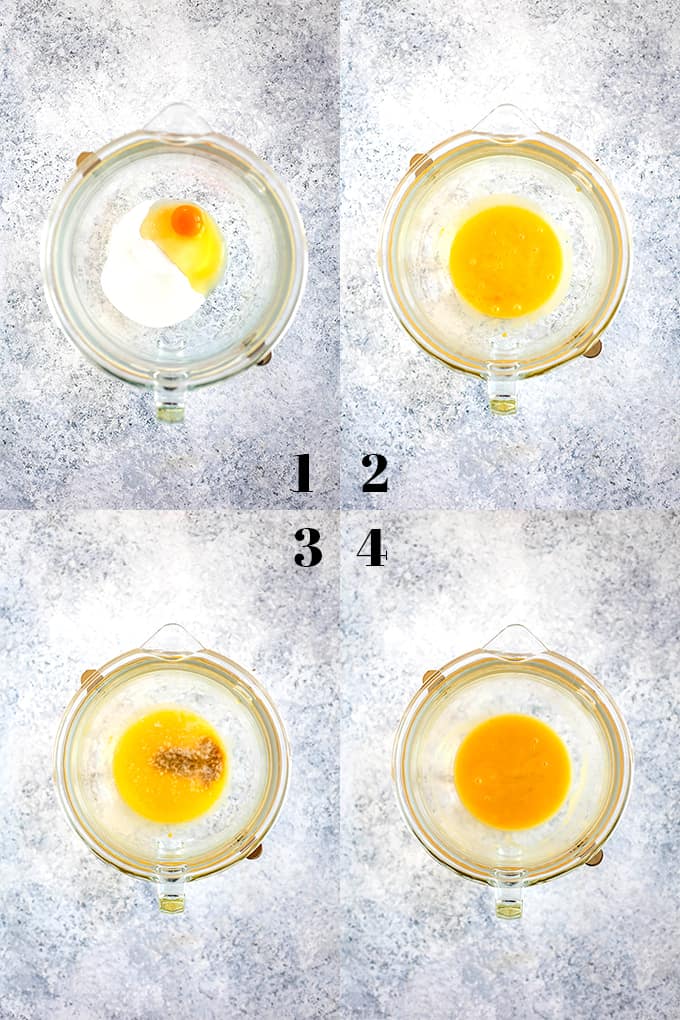 How to prepare Strawberry Banana Muffins, steps 1-4.