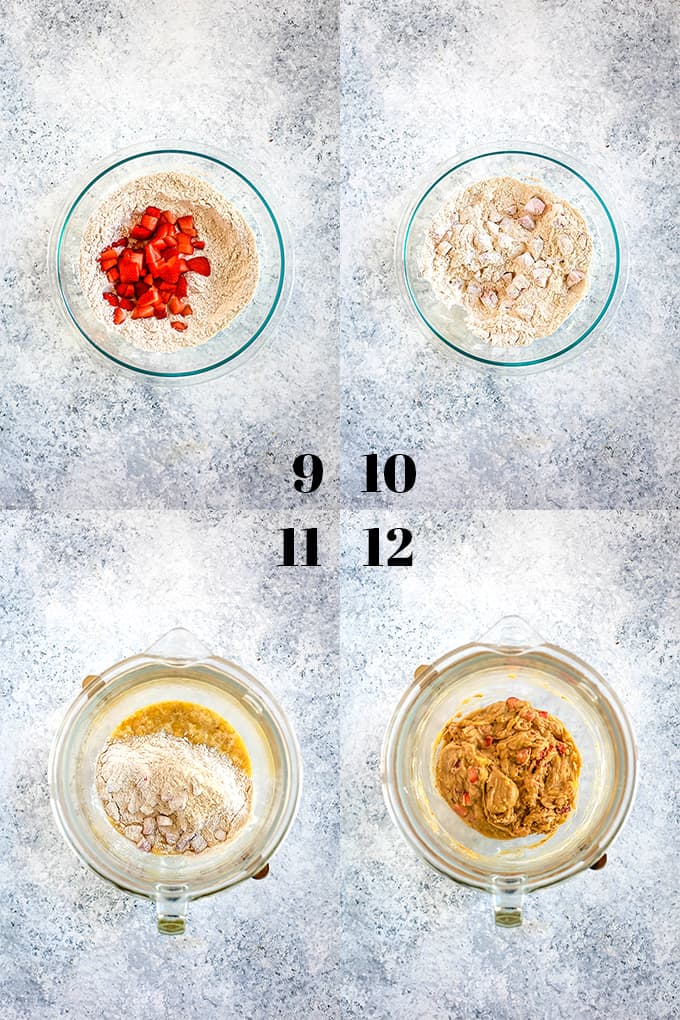 How to prepare Strawberry Banana Muffins, steps 9-12.