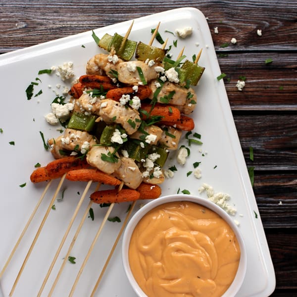 Buffalo Bleu Cheese Chicken Skewers
