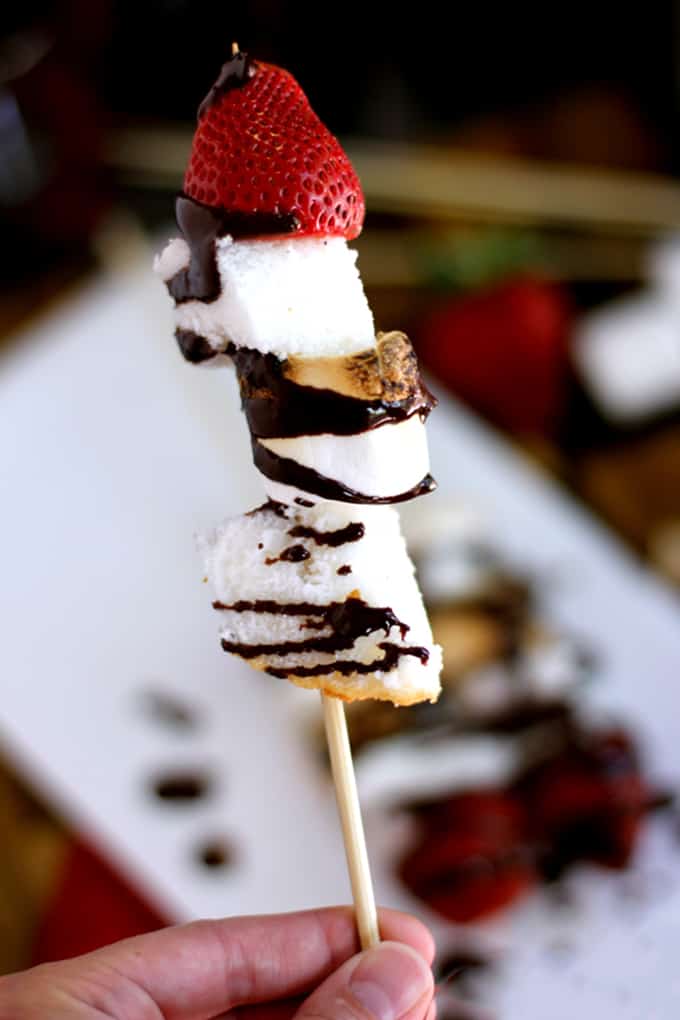 Angel Food Cake S'mores Skewers - Melanie Makes