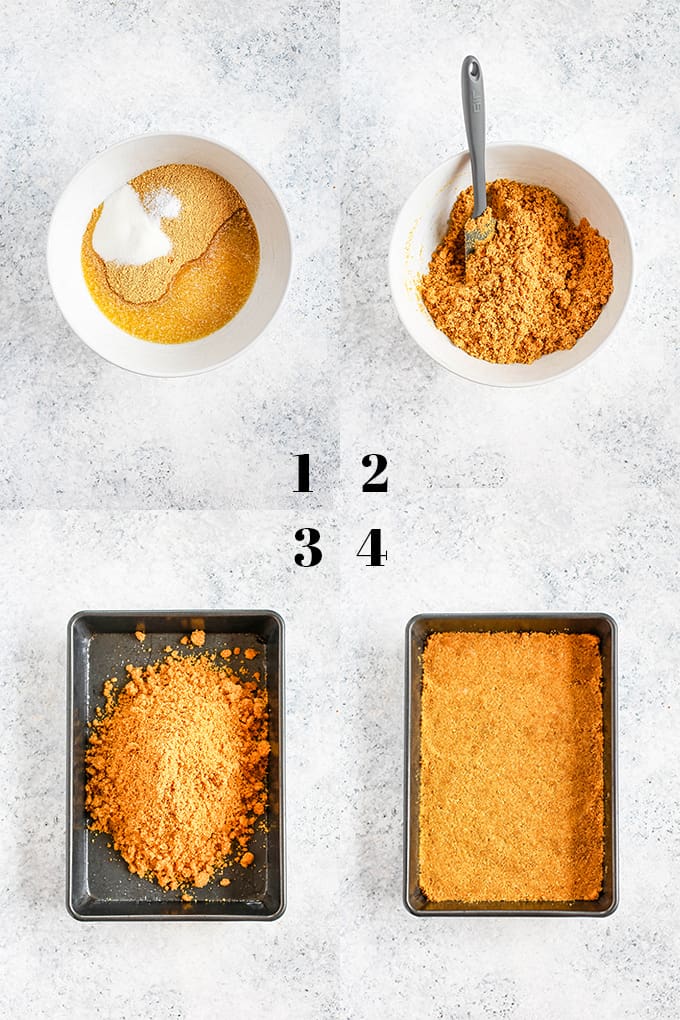 How to prepare Dulce de Leche Swirl S'mores Brownies, steps 1-4.