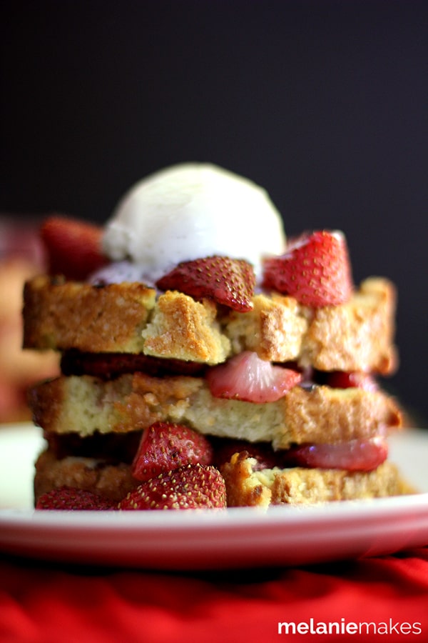 Grilled Pound Cake Stacks with Roasted Strawberries - Melanie Makes