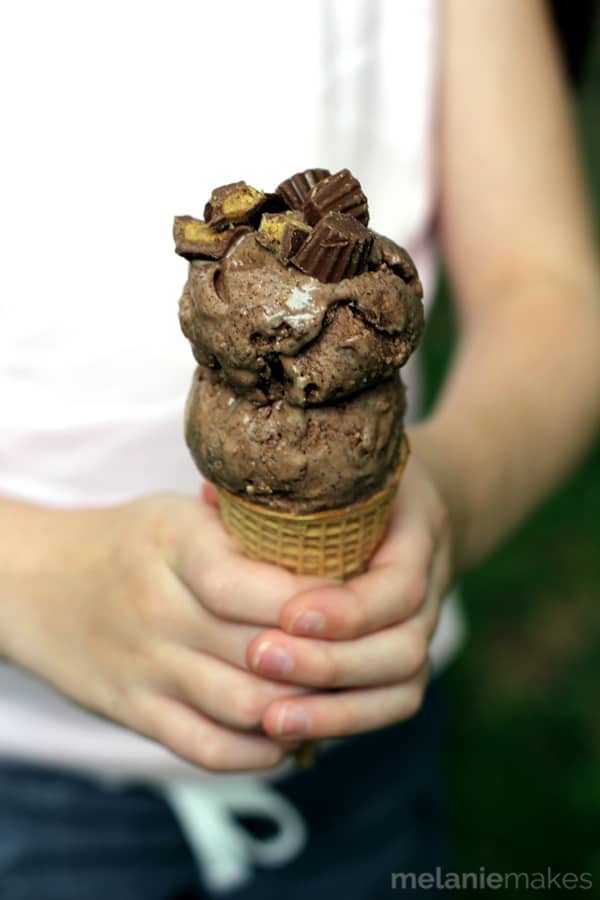 Chocolate Peanut Butter Peanut Butter Cup Ice Cream | Melanie Makes