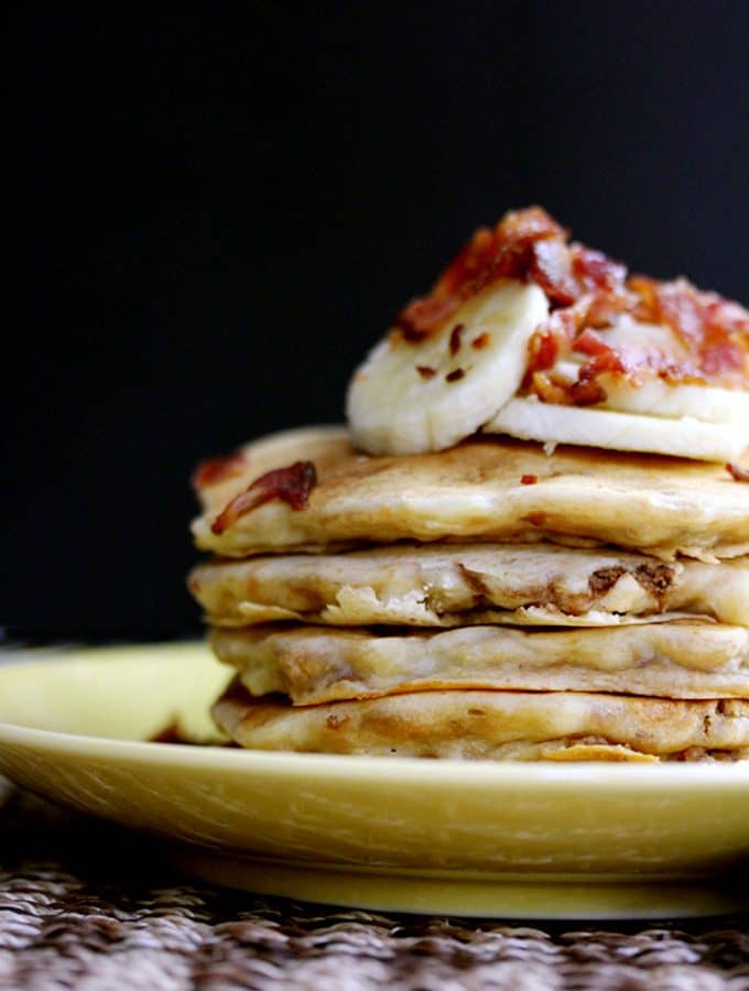 Peanut Butter Banana Bacon Pancakes