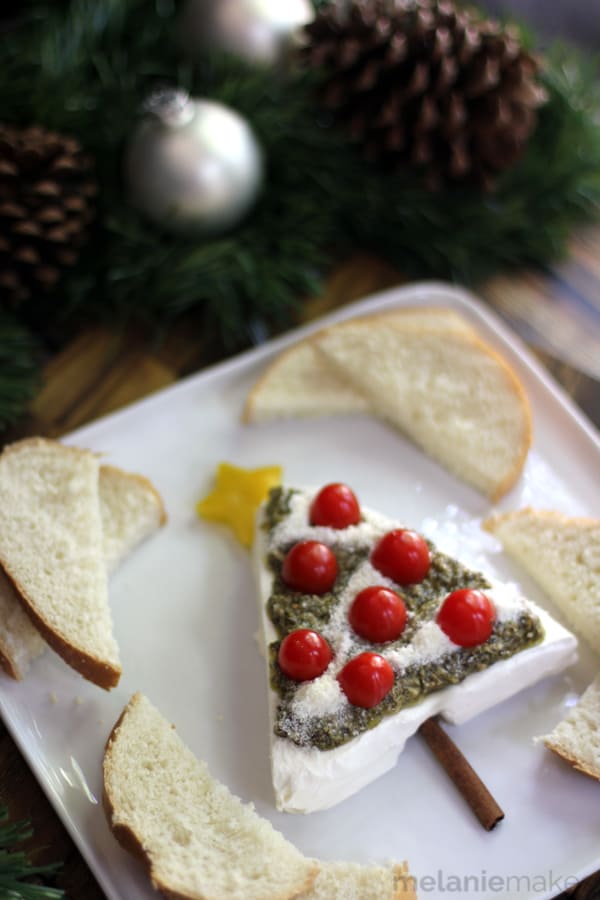 Pesto and Cream Cheese Christmas Tree Appetizer - Melanie Makes