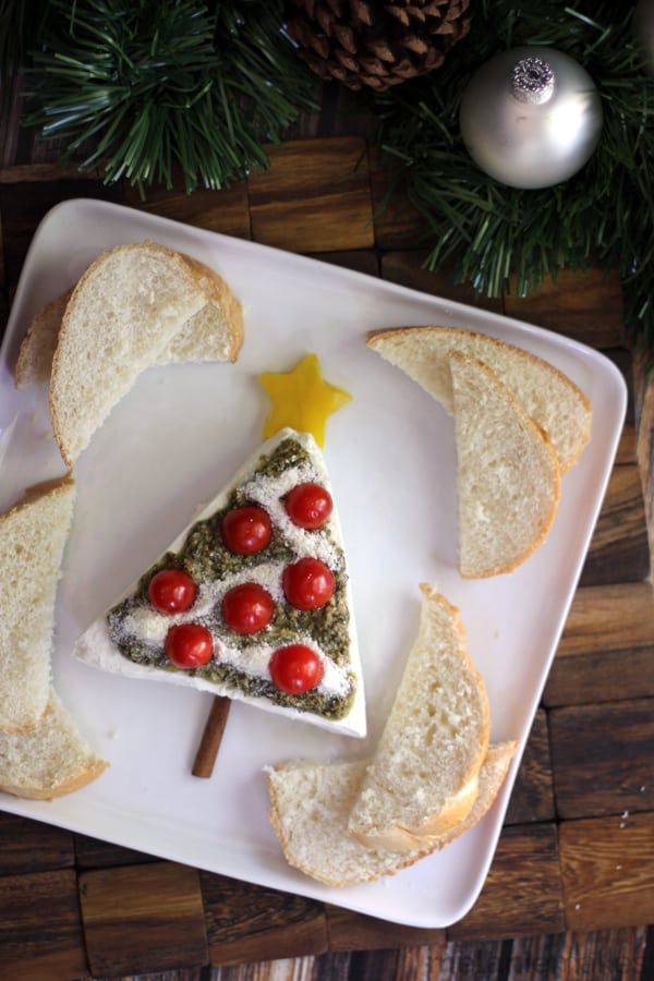 Pesto and Cream Cheese Christmas Tree Appetizer - Melanie Makes