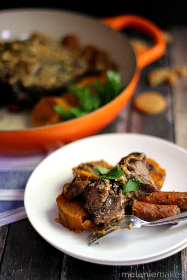 Forget your typical pot roast! This Slow Cooker Gingersnap Pot Roast not only takes minimal time to prepare but the end result is anything but ordinary. A gingersnap crusted roast is cooked over a bed of sweet potatoes and carrots. A bit sweet, a bit spicy and definitely a meal that will have your family asking for seconds!