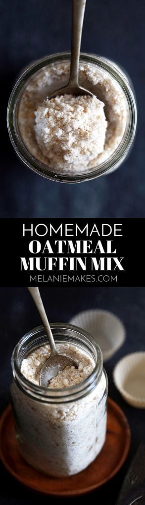 This six ingredient Homemade Oatmeal Muffin Mix is perfect to keep on hand in your pantry for a quick breakfast or snack and also makes a great gift! #homemade #muffins #oatmeal #breakfast #easyrecipe