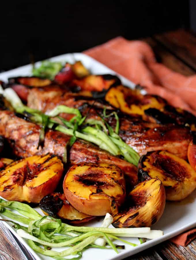Honey Ginger Glazed Pork Tenderloin and Peaches | Melanie Makes