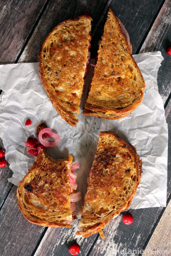 A bit sweet and a bit tart and surrounded by layers of melted sharp cheddar cheese. This Citrus Chardonnay Cranberry Grilled Cheese is layer upon layer of grown-up flavor - literally! - yet takes only minutes to prepare. 
