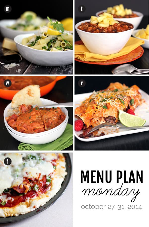 Menu Plan Monday - October 27, 2104 | Melanie Makes