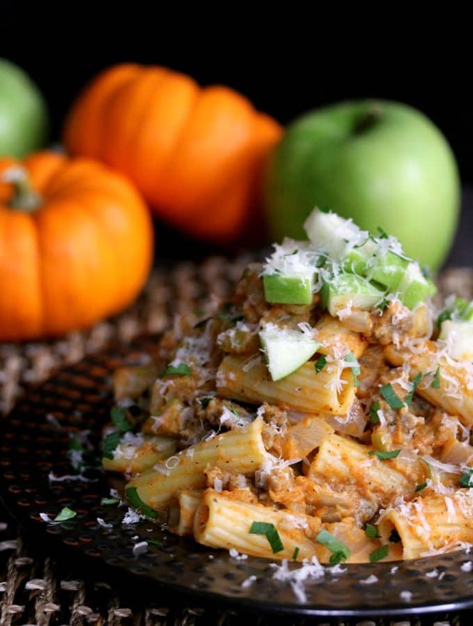 Pumpkin Pasta with Sausage and Apples | Melanie Makes