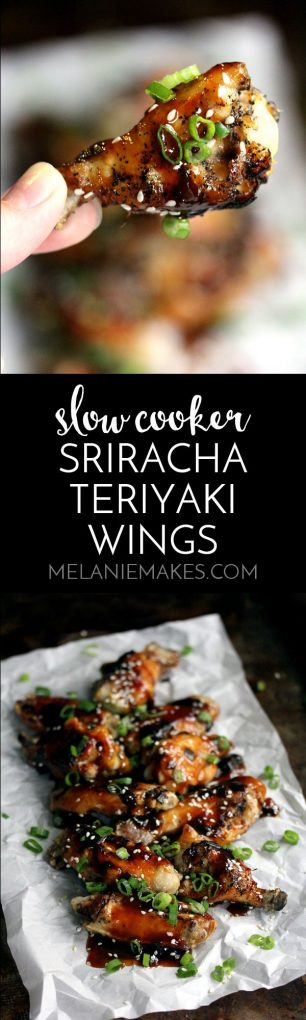 Bench the buffalo sauce and fryer! These Slow Cooker Sriracha Teriyaki Wings are the perfect game day appetizer. A sticky, sweet heat chicken wing that takes just minutes to prepare.
