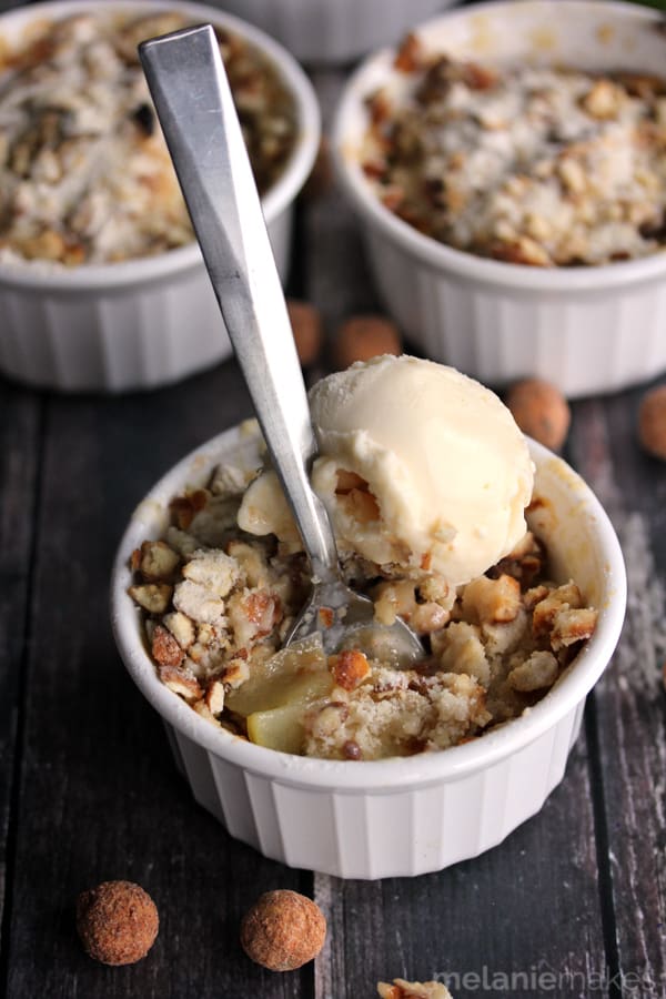 Mini Apple Crisps with Maple Habanero Pretzel Streusel | Melanie Makes