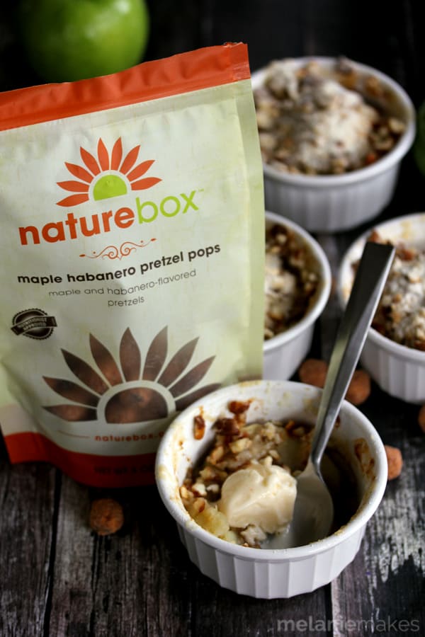 Mini Apple Crisps with Maple Habanero Pretzel Streusel | Melanie Makes