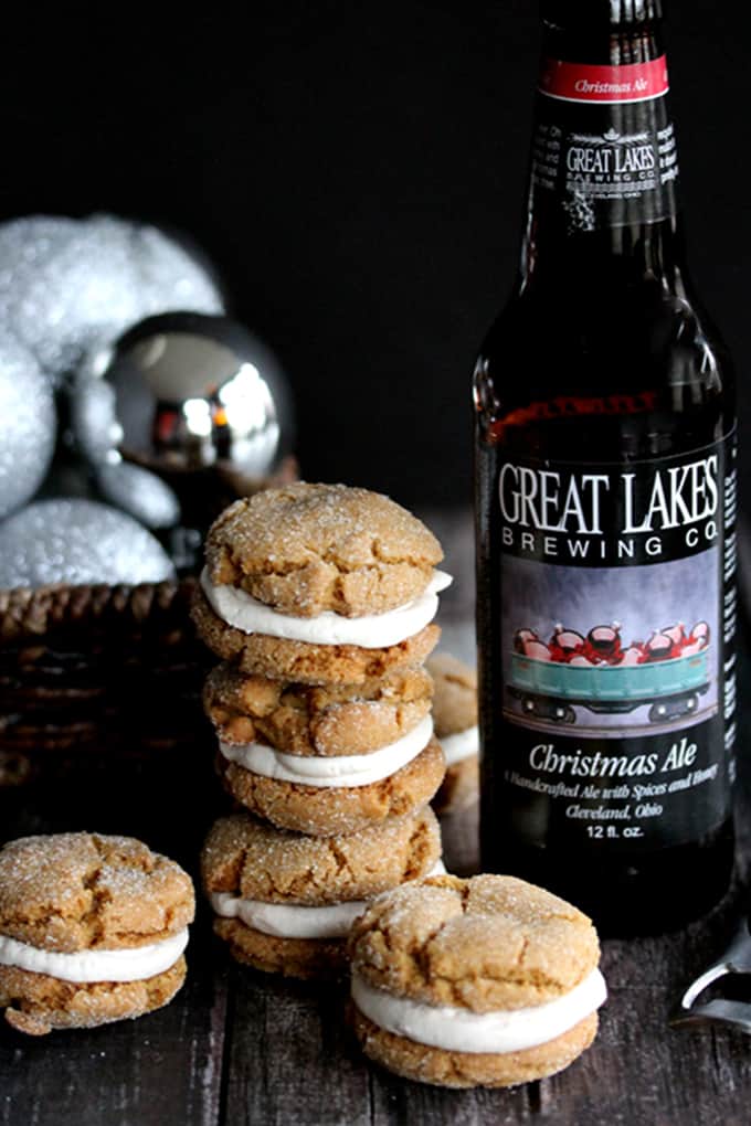Ginger Cookie Sandwiches with Christmas Ale Buttercream | Melanie Makes