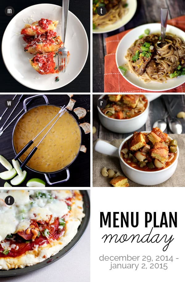 Menu Plan Monday - December 29, 2014 | Melanie Makes