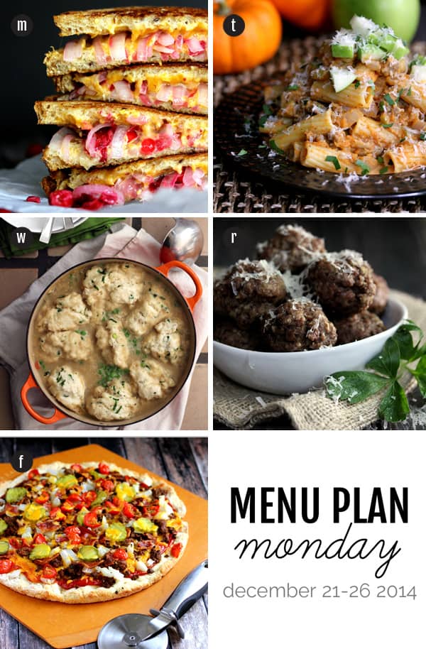 Menu Plan Monday - December 22, 2014 | Melanie Makes