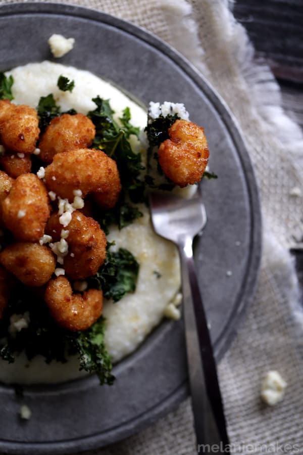 Honeyed Shrimp with Crispy Kale and Gorgonzola Grits | Honeyed Shrimp with Crispy Kale and Crispy Kale @honeyed Shrimp with Crispy Kale and Gorgonzola Gritss