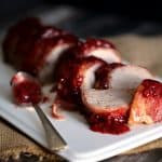 Bacon Wrapped Cherry Merlot Pork Tenderloin | Melanie Makes