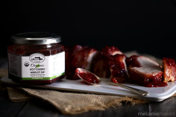 Bacon Wrapped Cherry Merlot Pork Tenderloin | Melanie Makes