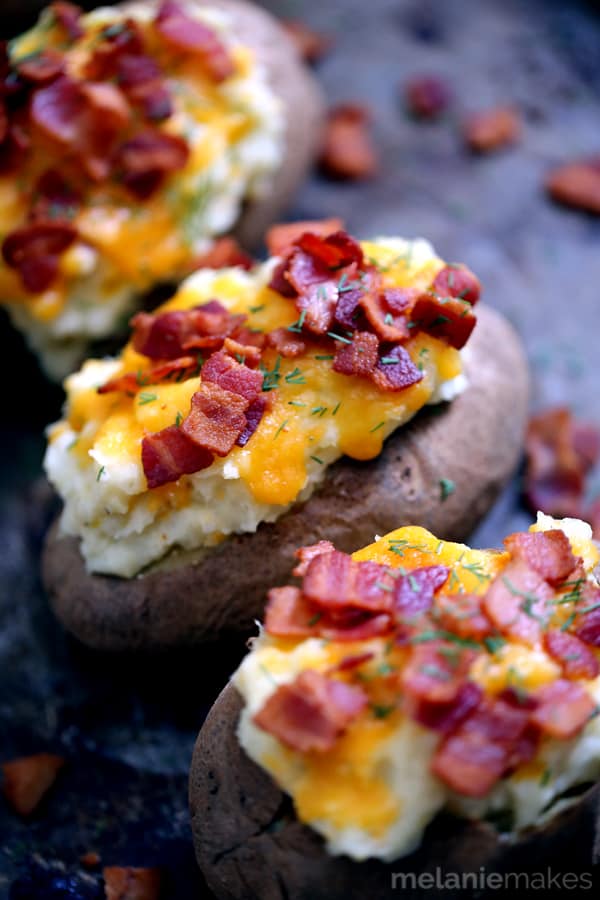 Horseradish Dill Twice Baked Stuffed Potatoes | Melanie Makes