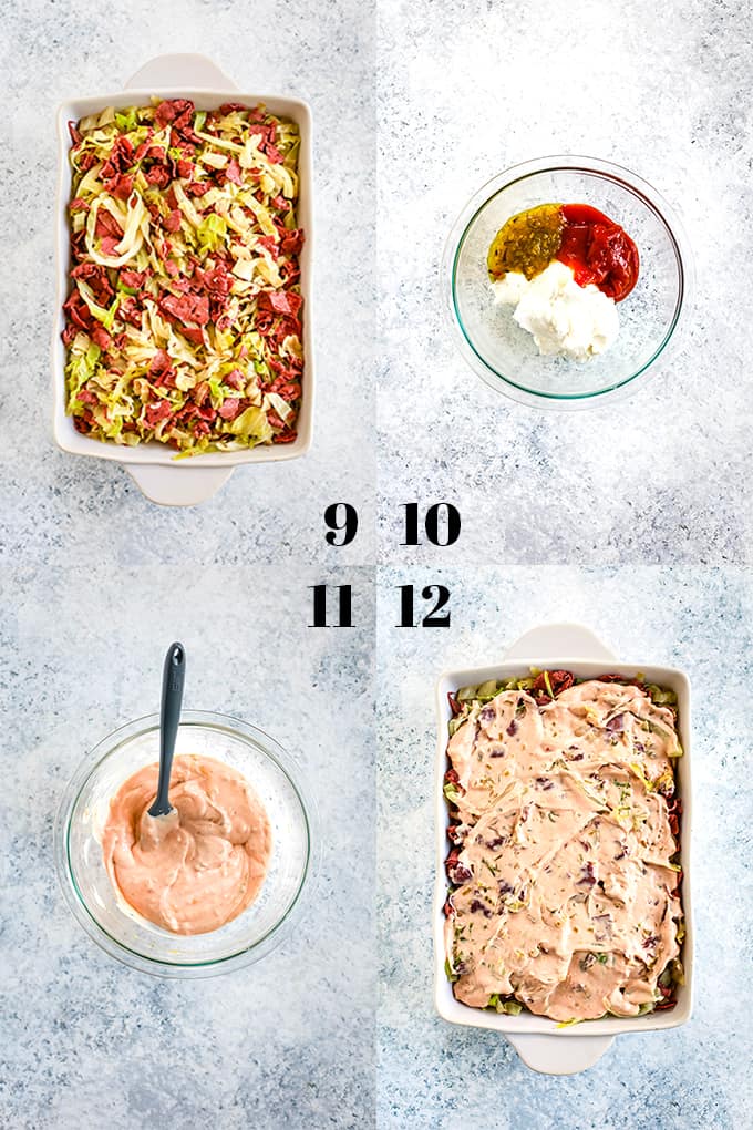 How to make the Best Reuben Casserole, steps 9-12.