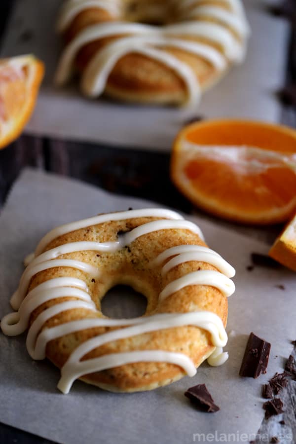 Tangerine Dark Chocolate Chunk Donuts | Melanie Makes