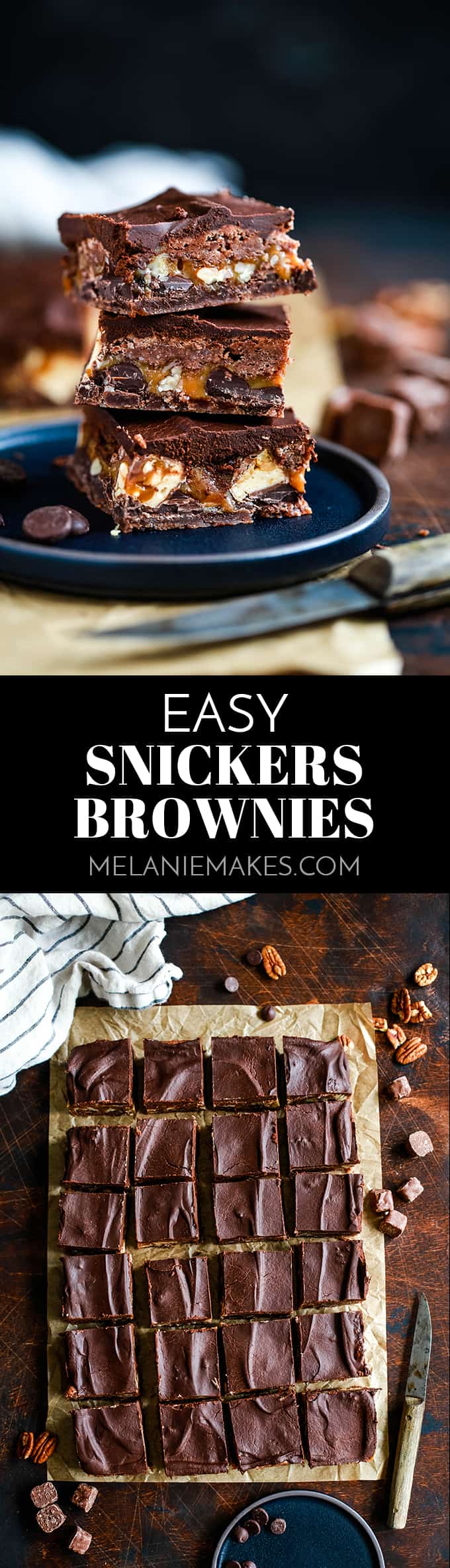 These thick and chewy Easy Snickers Brownies are absolutely out of this world and take just minutes to prepare thanks to a shortcut ingredient!