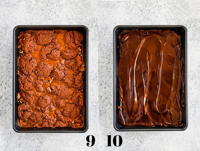 How to make Easy Snickers Brownies, steps 9-10.