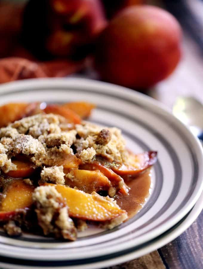 Iron Skillet Caramel Nectarine Crisp