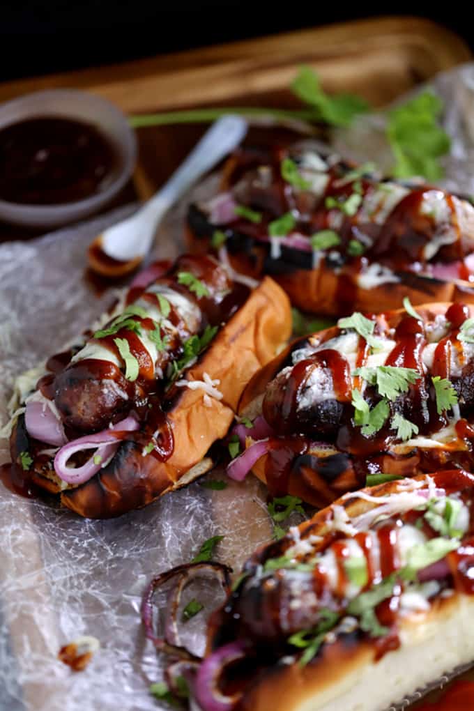 Barbecue Pizza Bratwursts | Melanie Makes