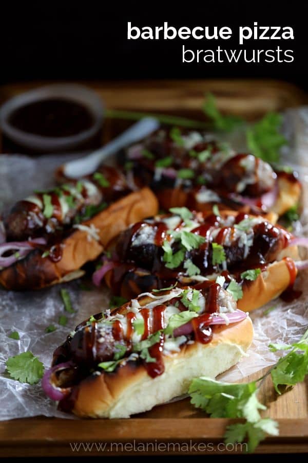 Barbecue Pizza Bratwursts | Melanie Makes