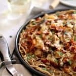 Chicken Bacon Swiss Spaghetti Pizza | Melanie Makes